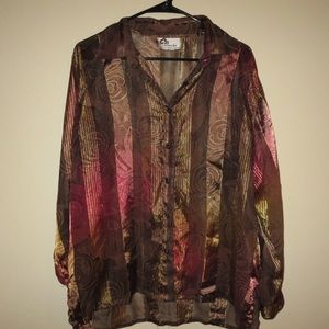 Sheer vintage button down with gold accents